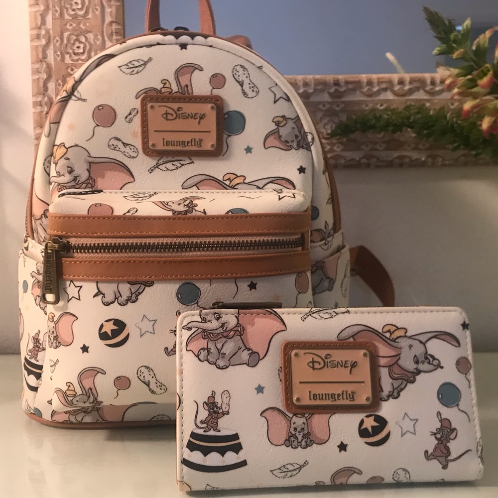 Loungefly Disney Dumbo icons backpack wallet set